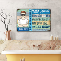 Personalized Bathroom Rules Metal Sign JL143 26O57 thumb 1