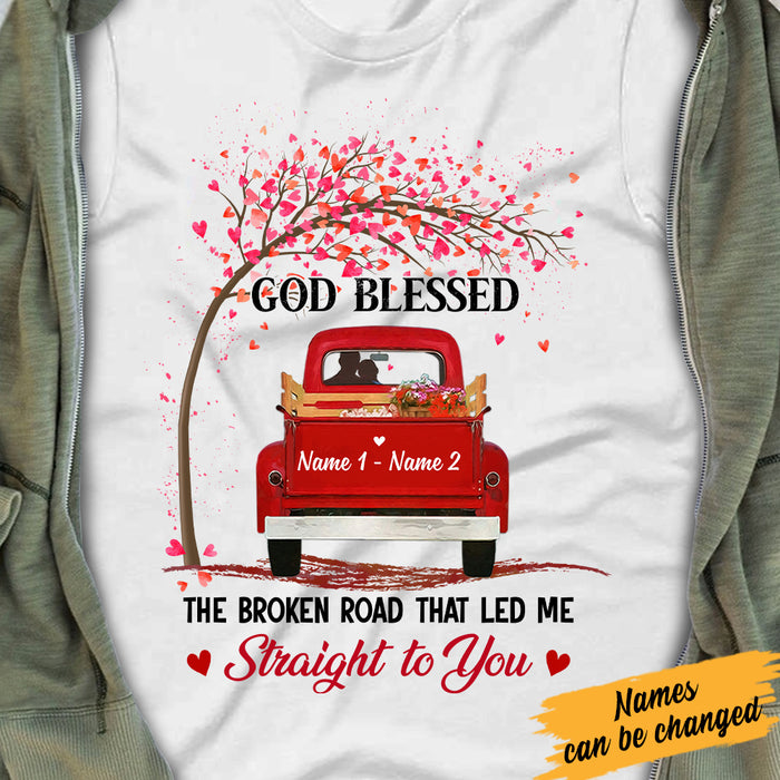 Personalized Couple Husband Wife Red Truck T Shirt JL142 81O57 1