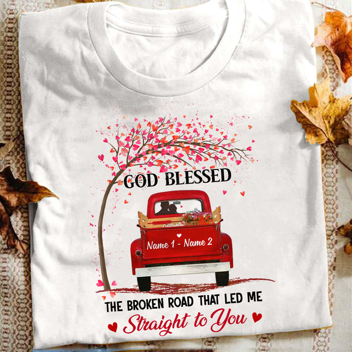 Personalized Couple Husband Wife Red Truck T Shirt JL142 81O57 1