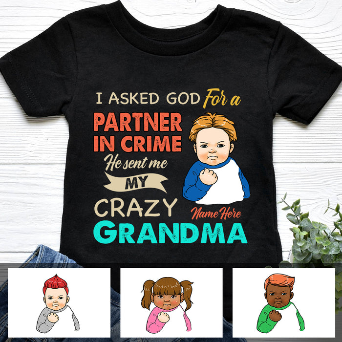 Personalized Grandma Grandpa Asked God Kid T Shirt JL161 81O34 1