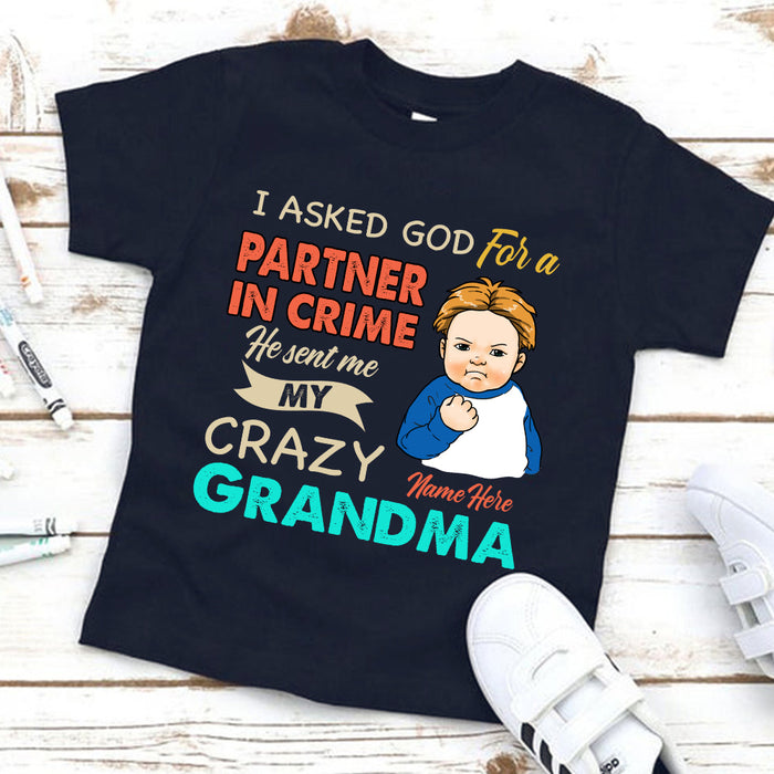 Personalized Grandma Grandpa Asked God Kid T Shirt JL161 81O34 1