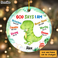 Personalized Inspirational Gift For Grandson Dino God Says  I Am Circle Ornament 30144 thumb 1