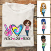 Personalized Teacher Back To School Peace Love T Shirt JL211 95O34 1