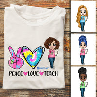 Personalized Teacher Back To School Peace Love T Shirt JL211 95O34 thumb 1