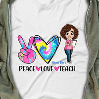 Personalized Teacher Back To School Peace Love T Shirt JL211 95O34 thumb 1