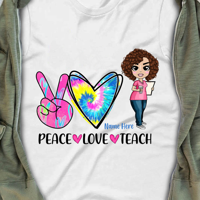 Personalized Teacher Back To School Peace Love T Shirt JL211 95O34 1