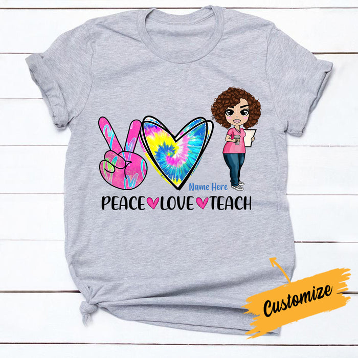 Personalized Teacher Back To School Peace Love T Shirt JL211 95O34 1