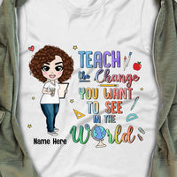 Personalized Back To School Teach Change World T Shirt JL236 24O57 thumb 1