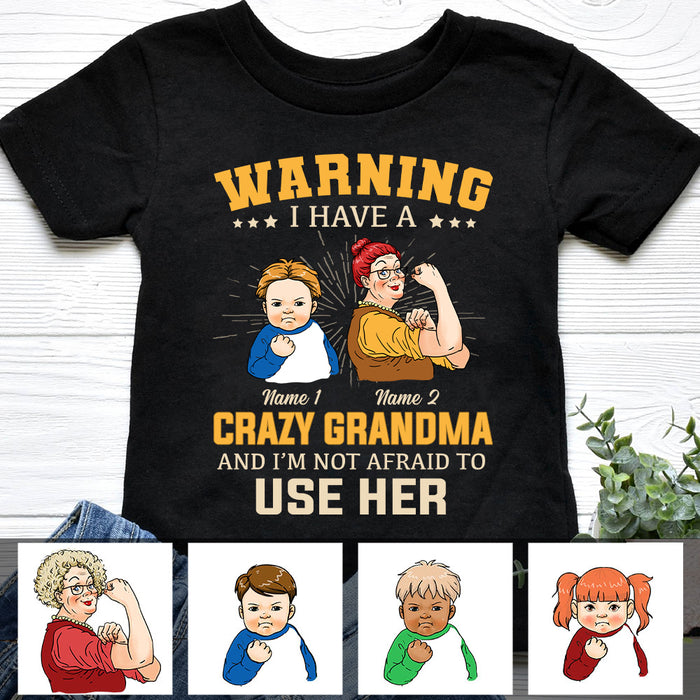 Personalized Crazy Grandma Warning Kid T Shirt JL233 95O34 1