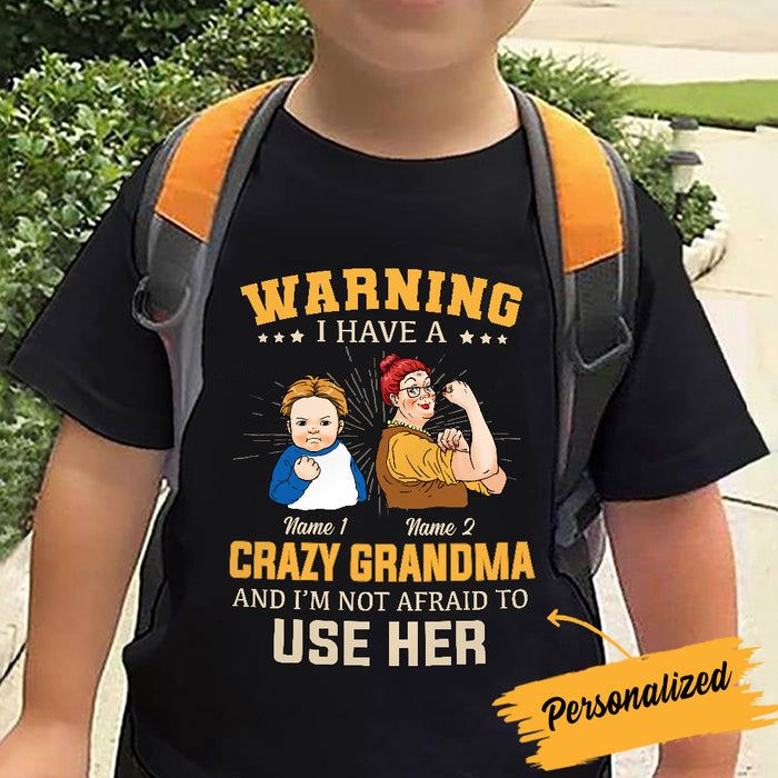 Personalized Crazy Grandma Warning Kid T Shirt JL233 95O34 1