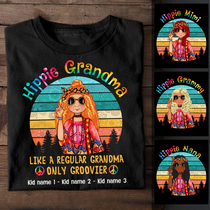 Personalized Hippie Mom Grandma T Shirt JL239 95O58 1