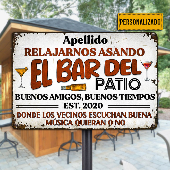 Personalized Backyard Bar Spanish Patio Metal Sign JL293 95O34 1