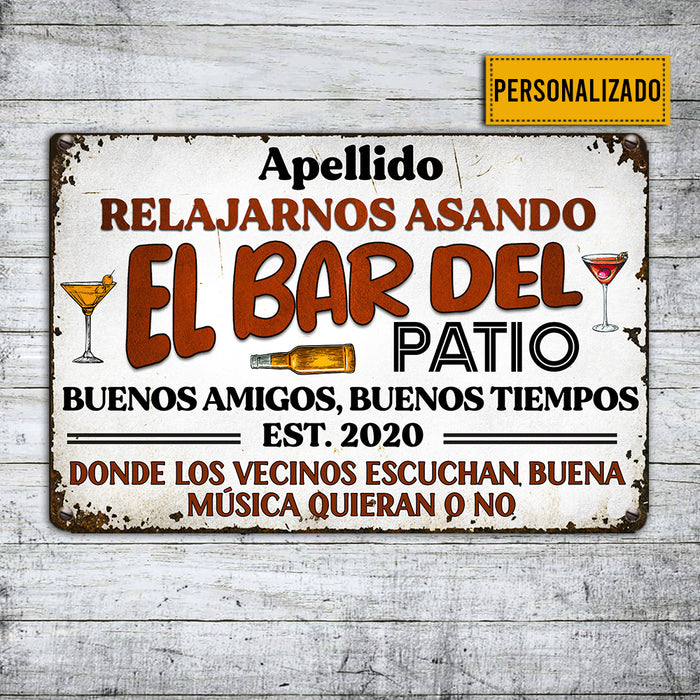 Personalized Backyard Bar Spanish Patio Metal Sign JL293 95O34 1