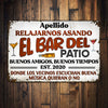 Personalized Backyard Bar Spanish Patio Metal Sign JL293 95O34 1