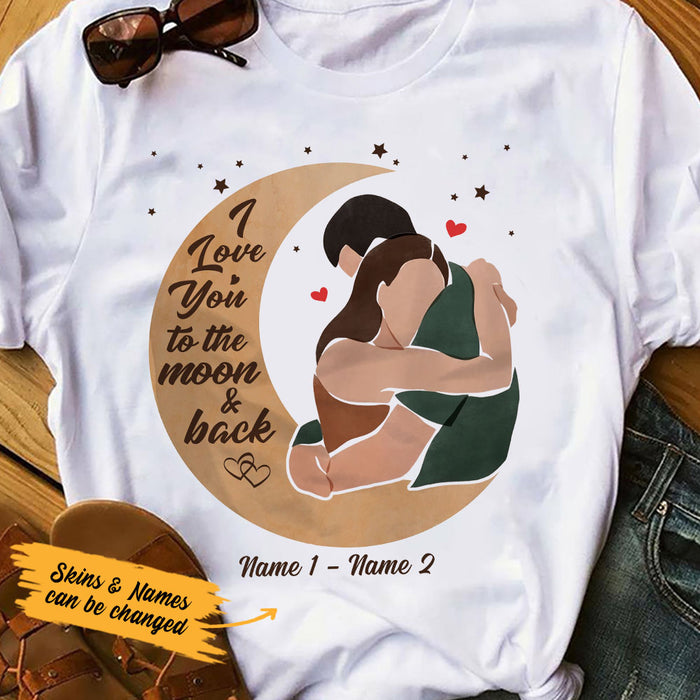 Personalized Couple Love You To The Moon And Back T Shirt AG21 24O36 1