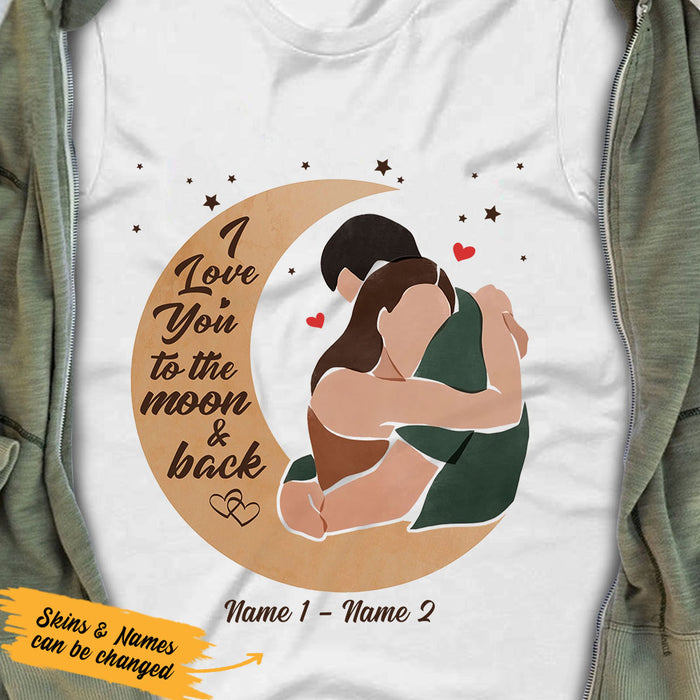 Personalized Couple Love You To The Moon And Back T Shirt AG21 24O36 1