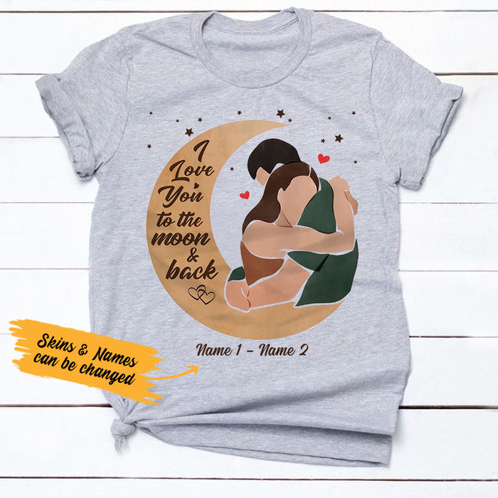 Personalized Couple Love You To The Moon And Back T Shirt AG21 24O36 1