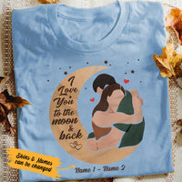 Personalized Couple Love You To The Moon And Back T Shirt AG21 24O36 thumb 1