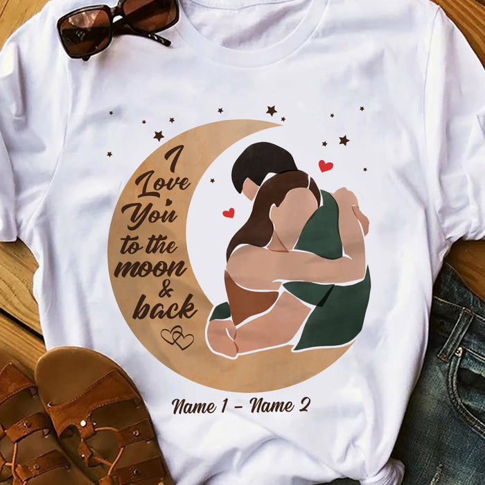 Personalized Couple Love You To The Moon And Back T Shirt AG21 24O36 1