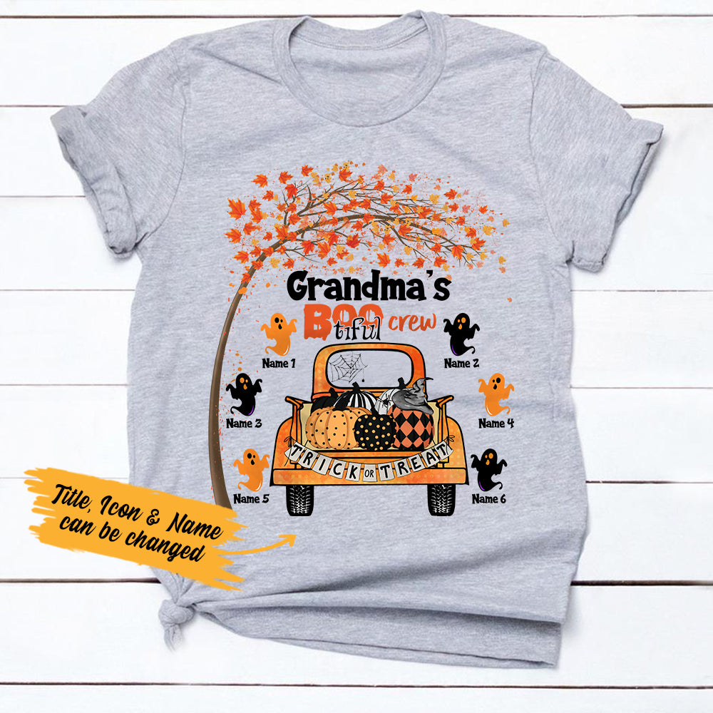 Personalized Halloween Grandma Bootiful Crew T Shirt JL275 24O36