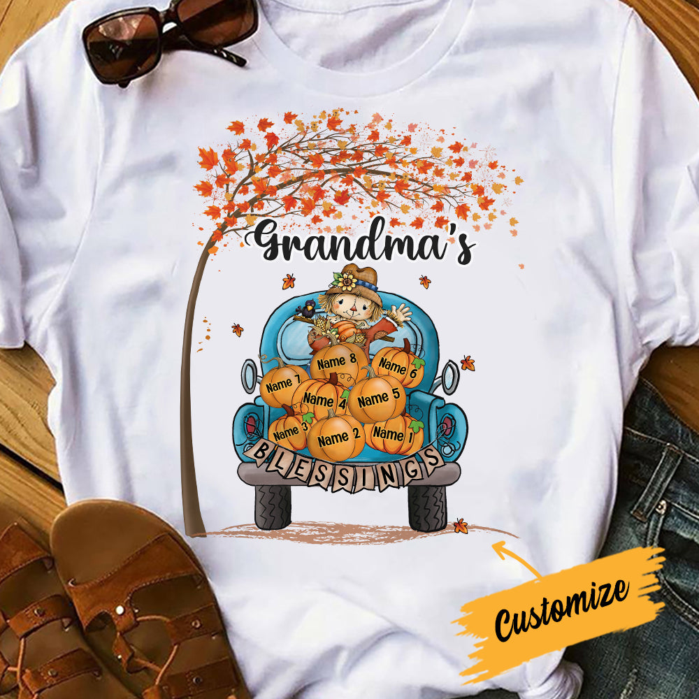 Personalized Fall Halloween Grandma Blessings T Shirt JL279 24O34