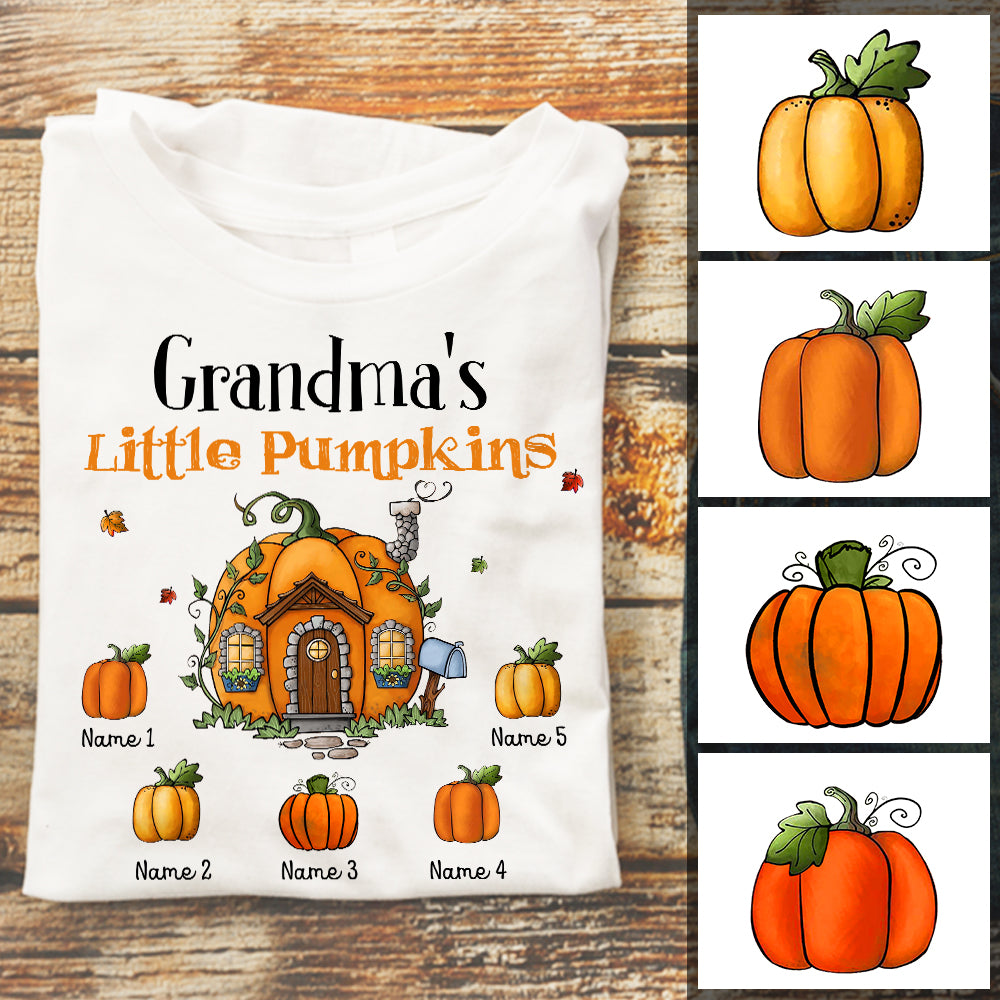 Personalized Grandma Little Pumpkin Fall T Shirt JL2715 24O57 Primary Mockup