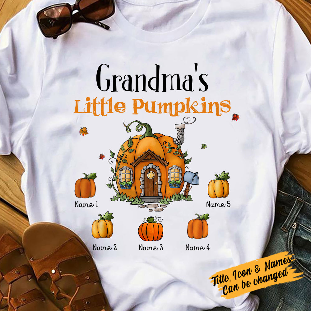 Personalized Grandma Little Pumpkin Fall T Shirt JL2715 24O57 Primary Mockup