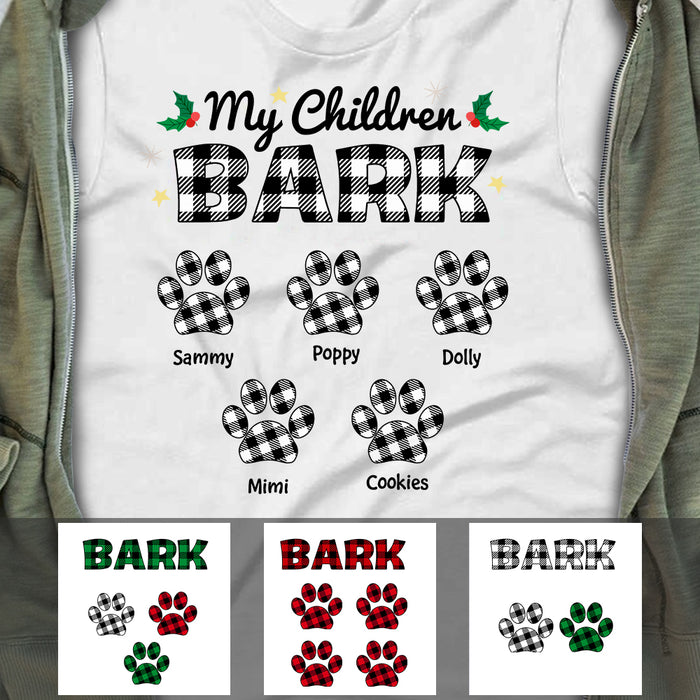 Personalized Dog Mom My Children Bark Buffalo Plaid T Shirt OB142 30O47 1