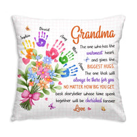 Personalized Gift For Grandma Floral Handprints Pillow 30673 thumb 1