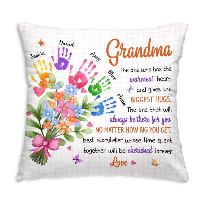 Personalized Gift For Grandma Floral Handprints Pillow 30673 1