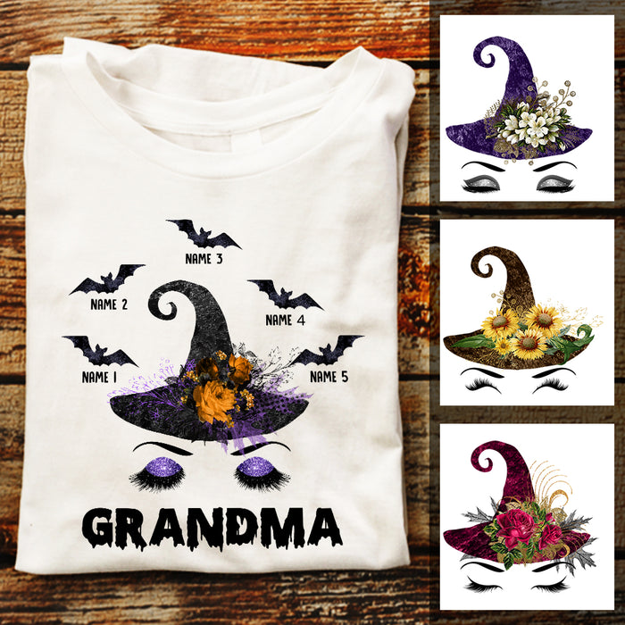 Personalized Grandma Halloween Witch Face T Shirt JL301 24O36 1