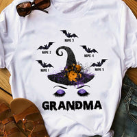 Personalized Grandma Halloween Witch Face T Shirt JL301 24O36 thumb 1