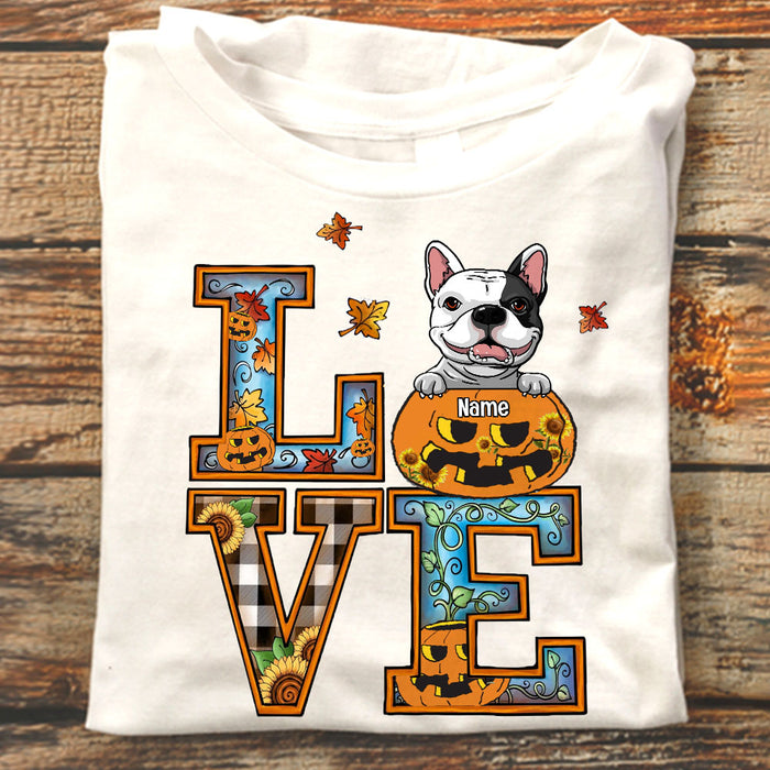 Personalized Dog Love Fall Halloween T Shirt AG34 95O58 1