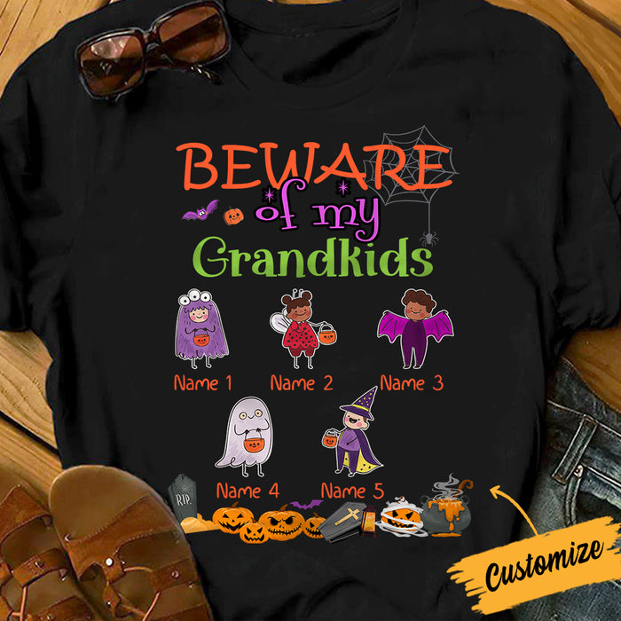 Personalized Grandkids Grandma Fall Halloween T Shirt AG33 95O34 1