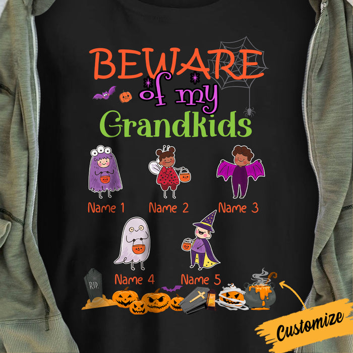 Personalized Grandkids Grandma Fall Halloween T Shirt AG33 95O34 1