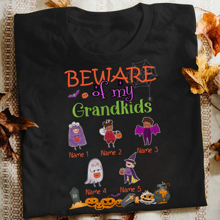 Personalized Grandkids Grandma Fall Halloween T Shirt AG33 95O34 1