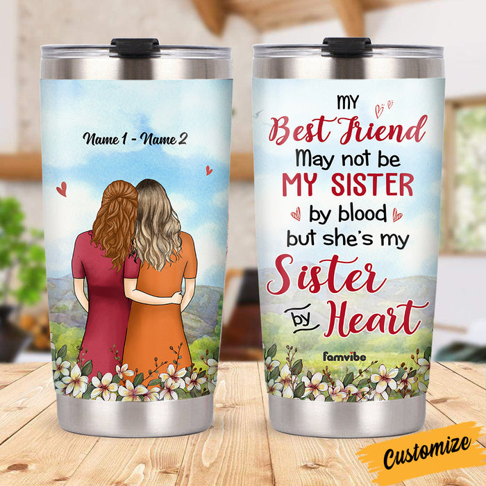 Personalized Friends Sisters By Heart Steel Tumbler AG410 24O57 1