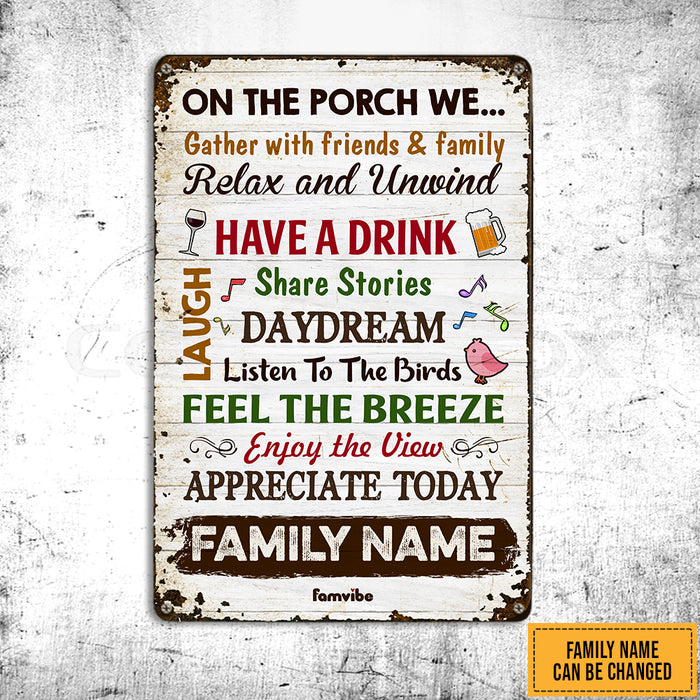 Personalized On The Deck Family Patio Flag Metal Sign AG61 73O47 1