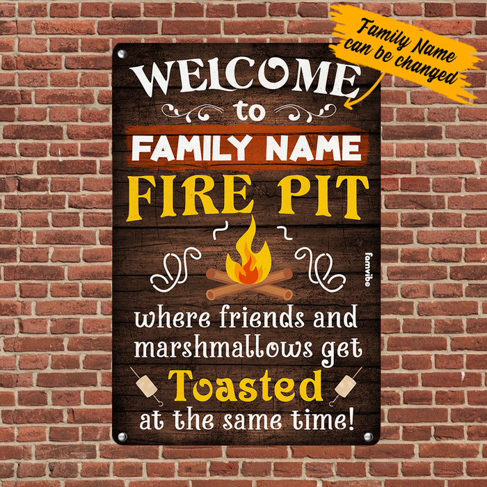 Personalized Family Fire Pit Backyard Metal Sign AG61 87O36 1