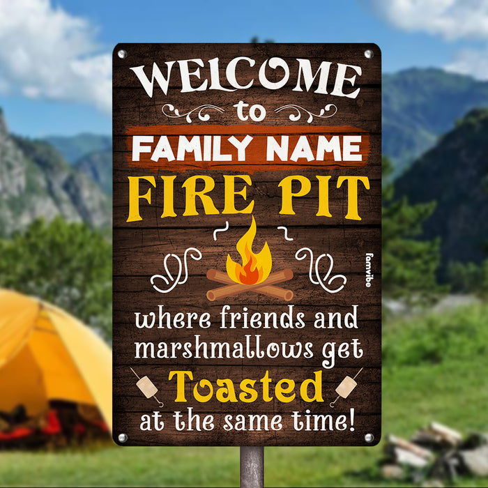 Personalized Family Fire Pit Backyard Metal Sign AG61 87O36 1