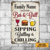 Personalized Family Backyard Sipping Grilling Chilling Metal Sign AG62 30O58 1