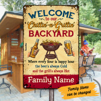 Personalized Family Backyard Chillin & Grillin Metal Sign AG61 95O53 thumb 1