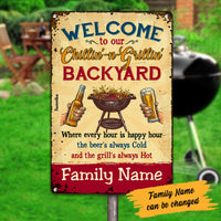 Personalized Family Backyard Chillin & Grillin Metal Sign AG61 95O53 thumb 1