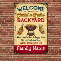 Personalized Family Backyard Chillin & Grillin Metal Sign AG61 95O53 thumb 1