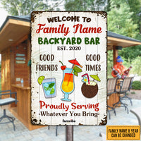 Personalized Backyard Proudly Serving Metal Sign AG63 30O47 thumb 1