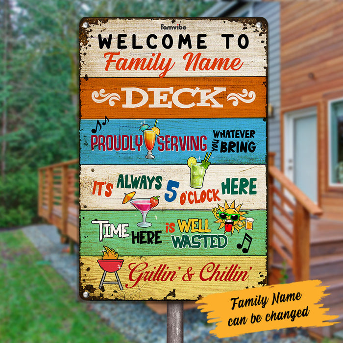 Personalized Backyard Deck Metal Sign AG64 30O53 1
