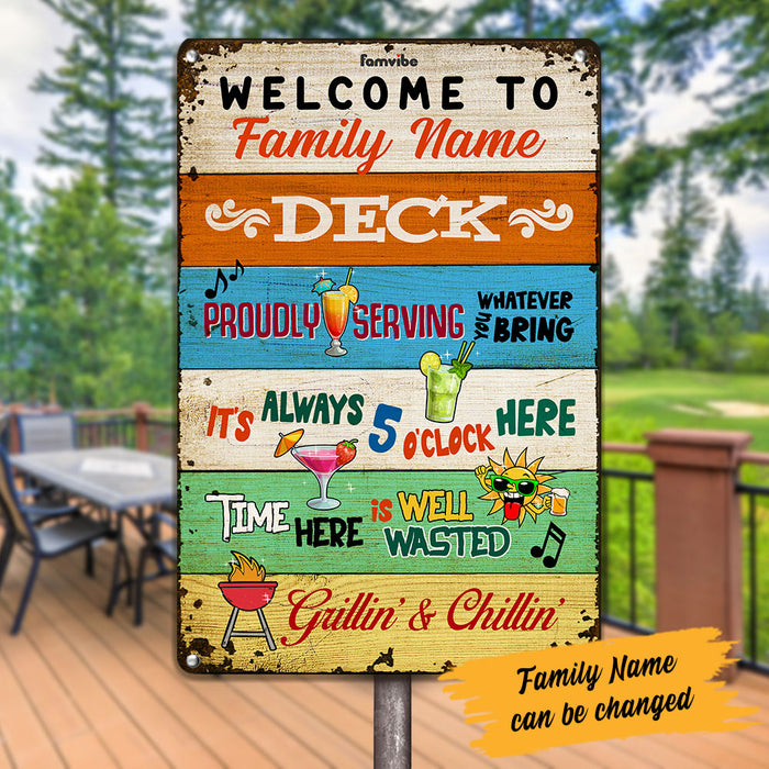 Personalized Backyard Deck Metal Sign AG64 30O53 1