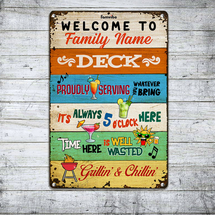 Personalized Backyard Deck Metal Sign AG64 30O53 1