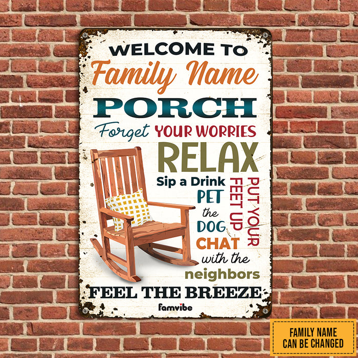 Personalized Backyard Porch Rules Metal Sign AG64 95O47 1