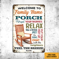 Personalized Backyard Porch Rules Metal Sign AG64 95O47 thumb 1